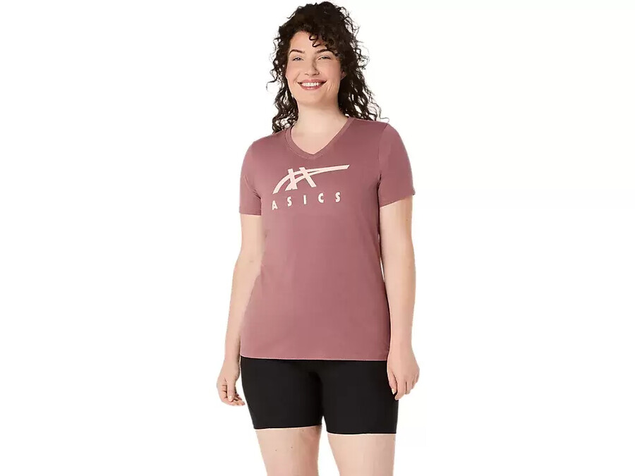 asics stripes v-neck fÜr damen