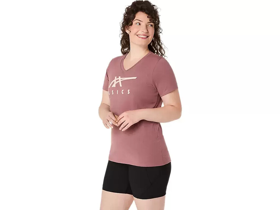 asics stripes v-neck fÜr damen