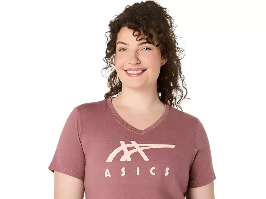 asics stripes v-neck fÜr damen