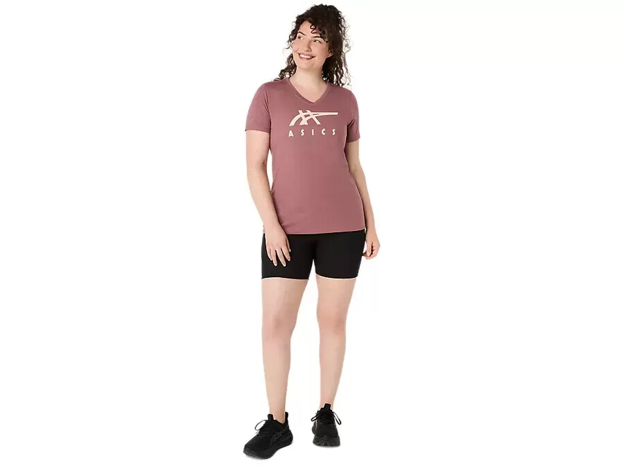 asics stripes v-neck fÜr damen