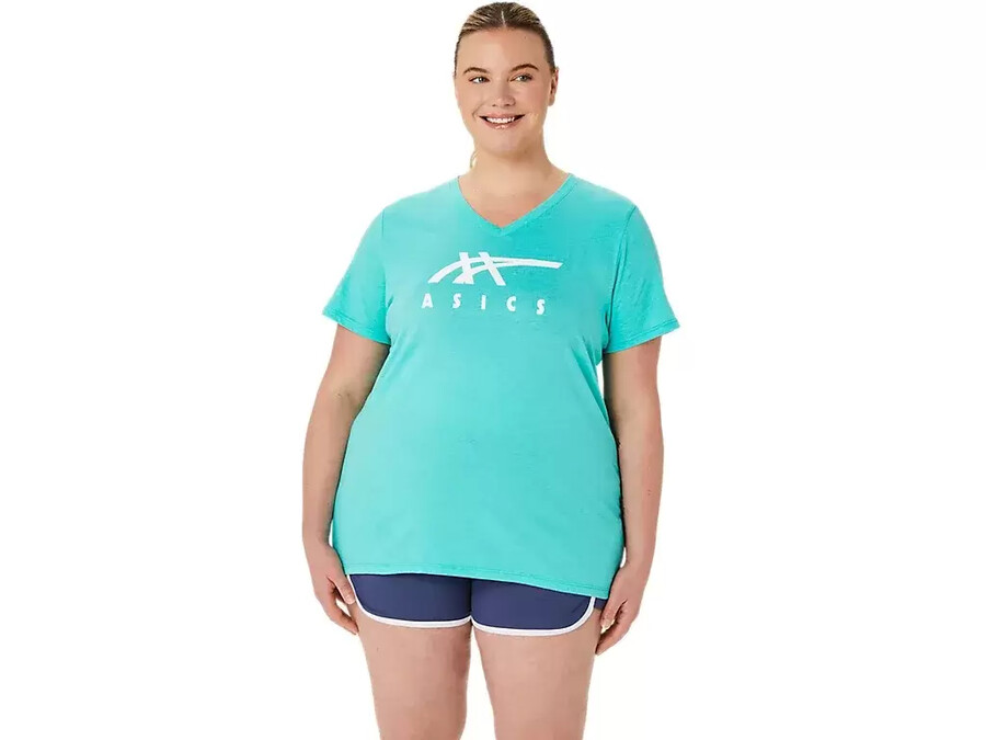 asics stripes v-neck fÜr damen