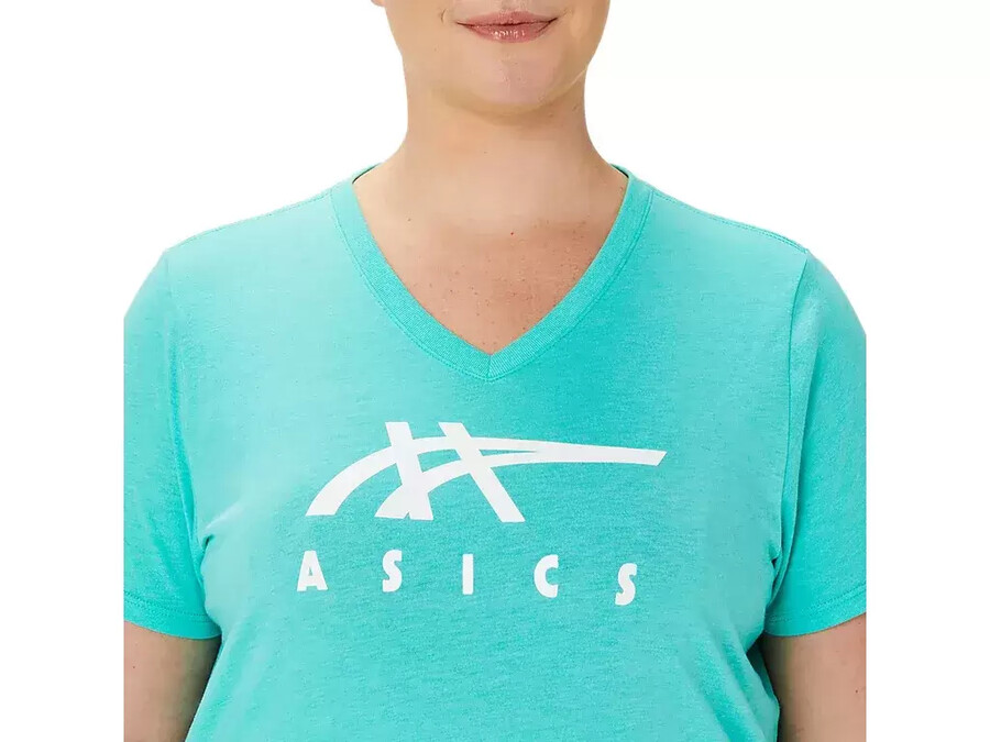 asics stripes v-neck fÜr damen