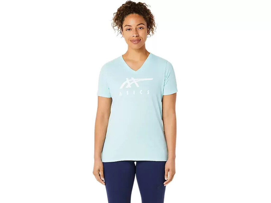 asics stripes v-neck fÜr damen