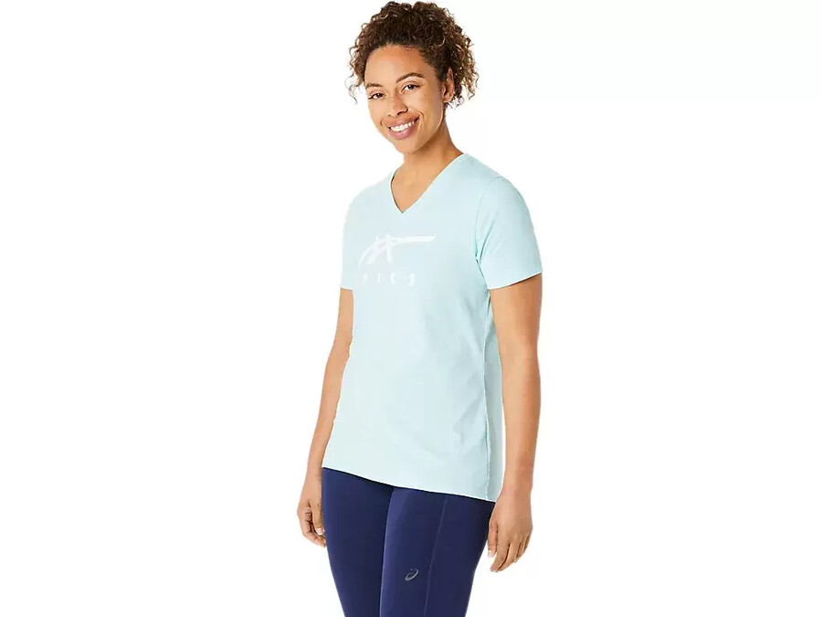 asics stripes v-neck fÜr damen
