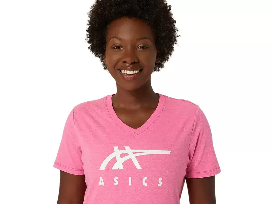 asics stripes v-neck fÜr damen