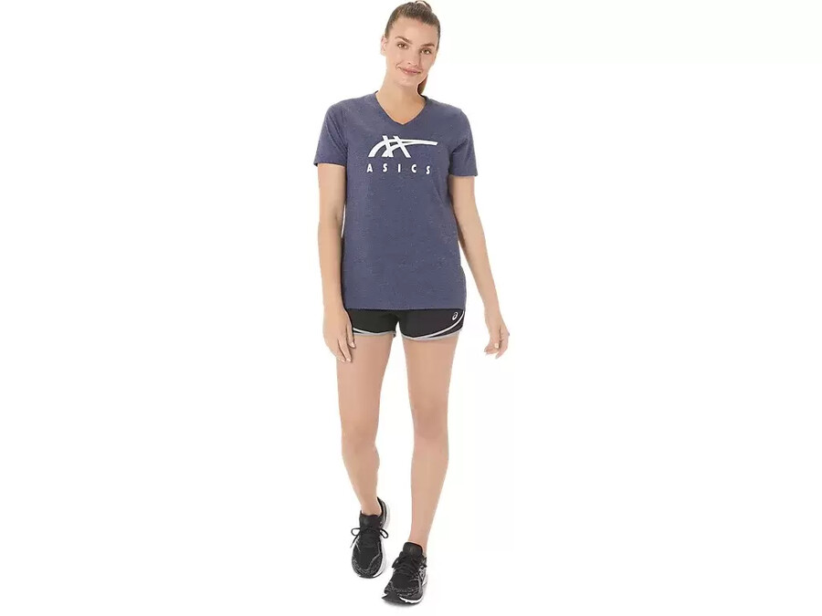 asics stripes v-neck fÜr damen