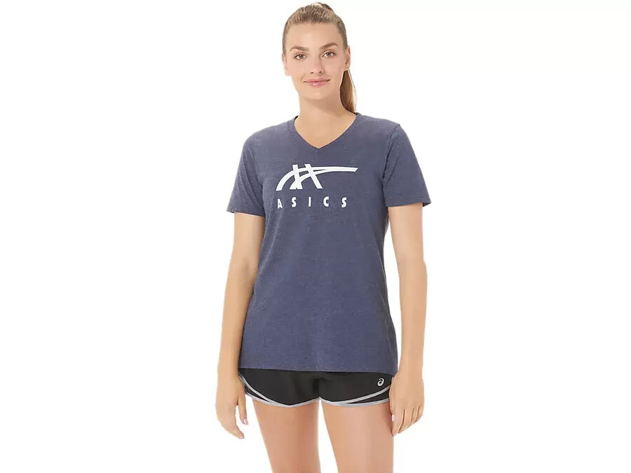 asics stripes v-neck fÜr damen