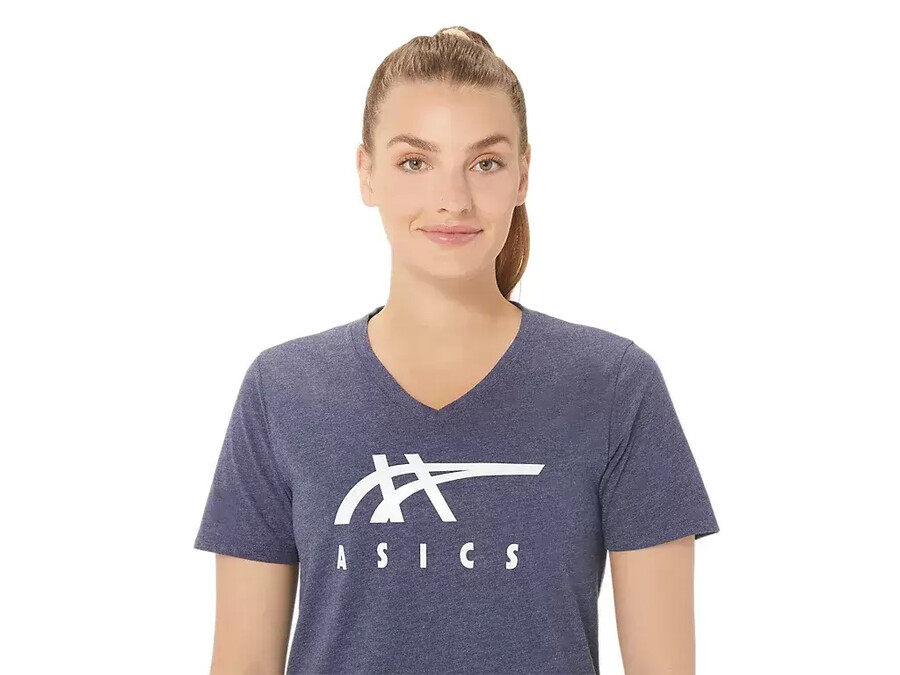asics stripes v-neck fÜr damen