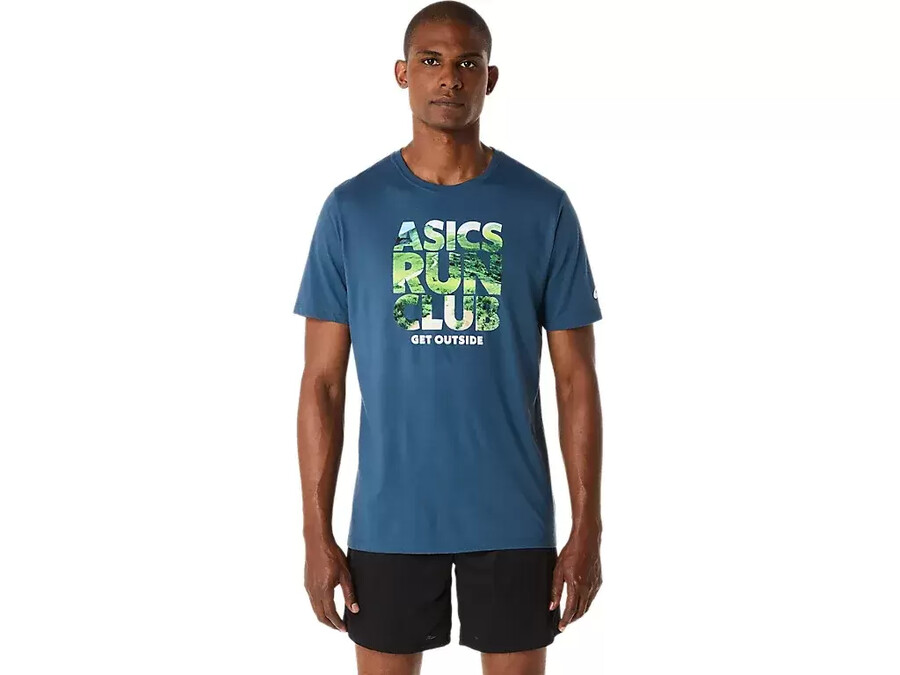 unisex asics run outside club kurzarm-t-shirt