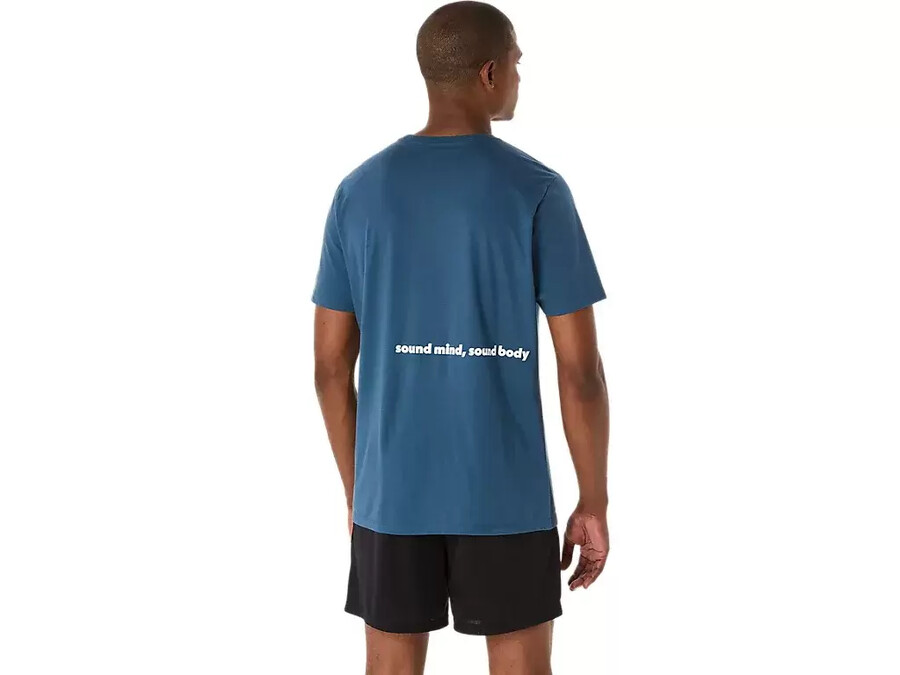 unisex asics run outside club kurzarm-t-shirt