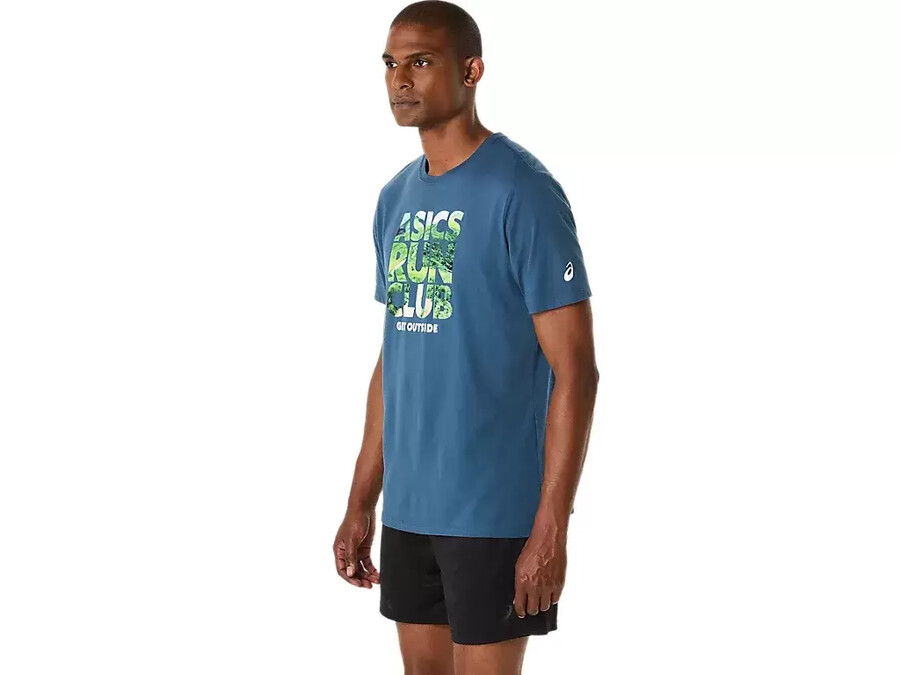 unisex asics run outside club kurzarm-t-shirt