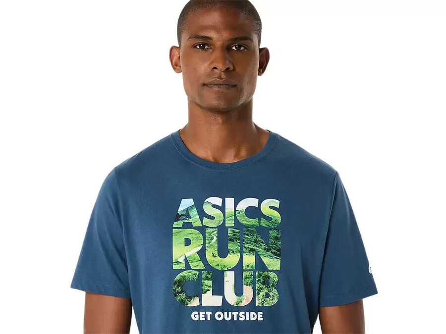 unisex asics run outside club kurzarm-t-shirt