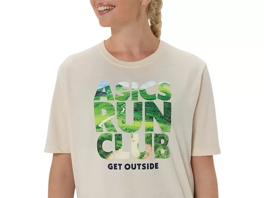 unisex asics run outside club kurzarm-t-shirt