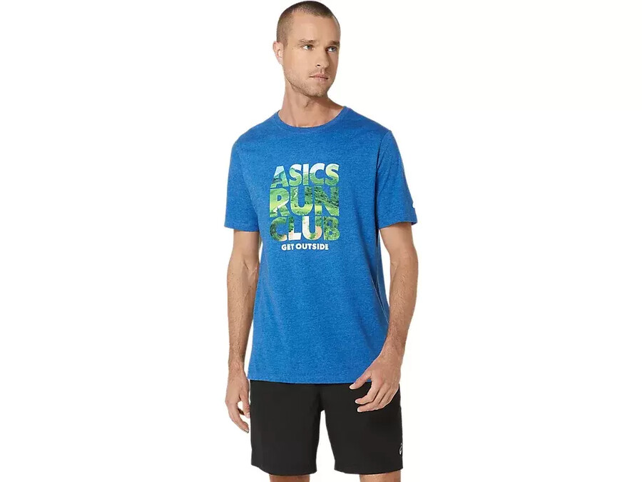 unisex asics run outside club kurzarm-t-shirt