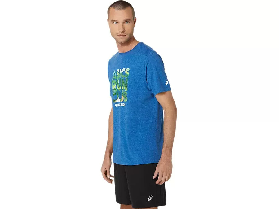 unisex asics run outside club kurzarm-t-shirt