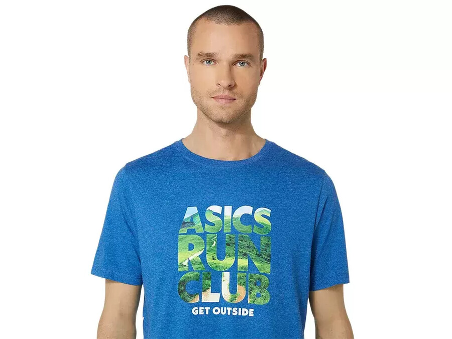 unisex asics run outside club kurzarm-t-shirt